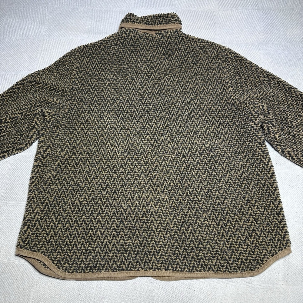 Orvis Deep Pile Toggle Cardigan Womens Large Teddy Textured Chevron Pattern - Picture 6 of 11